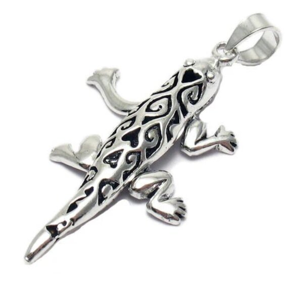 EXQUISITE STERLING SILVER 3D GECKO LIZARD WITH MOVABLE LEGS PENDANT - Picture 1 of 1